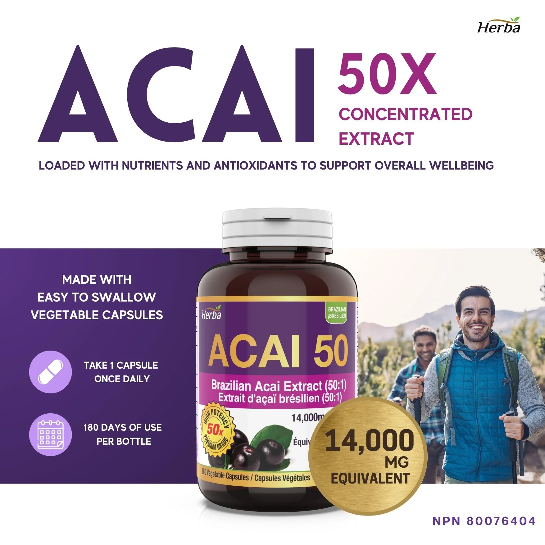 Acai Berry Capsules – 180 Vegetable Capsules | 14,000mg Equivalent - 50:1 Extract - Image 6