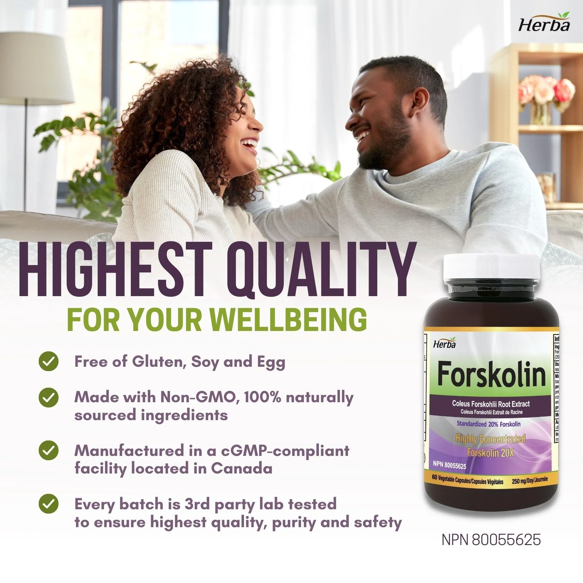 Forskolin Supplements - 125mg, 60 Vegetable Capsules- Forskolin Extract - Made in Canada - Image 6