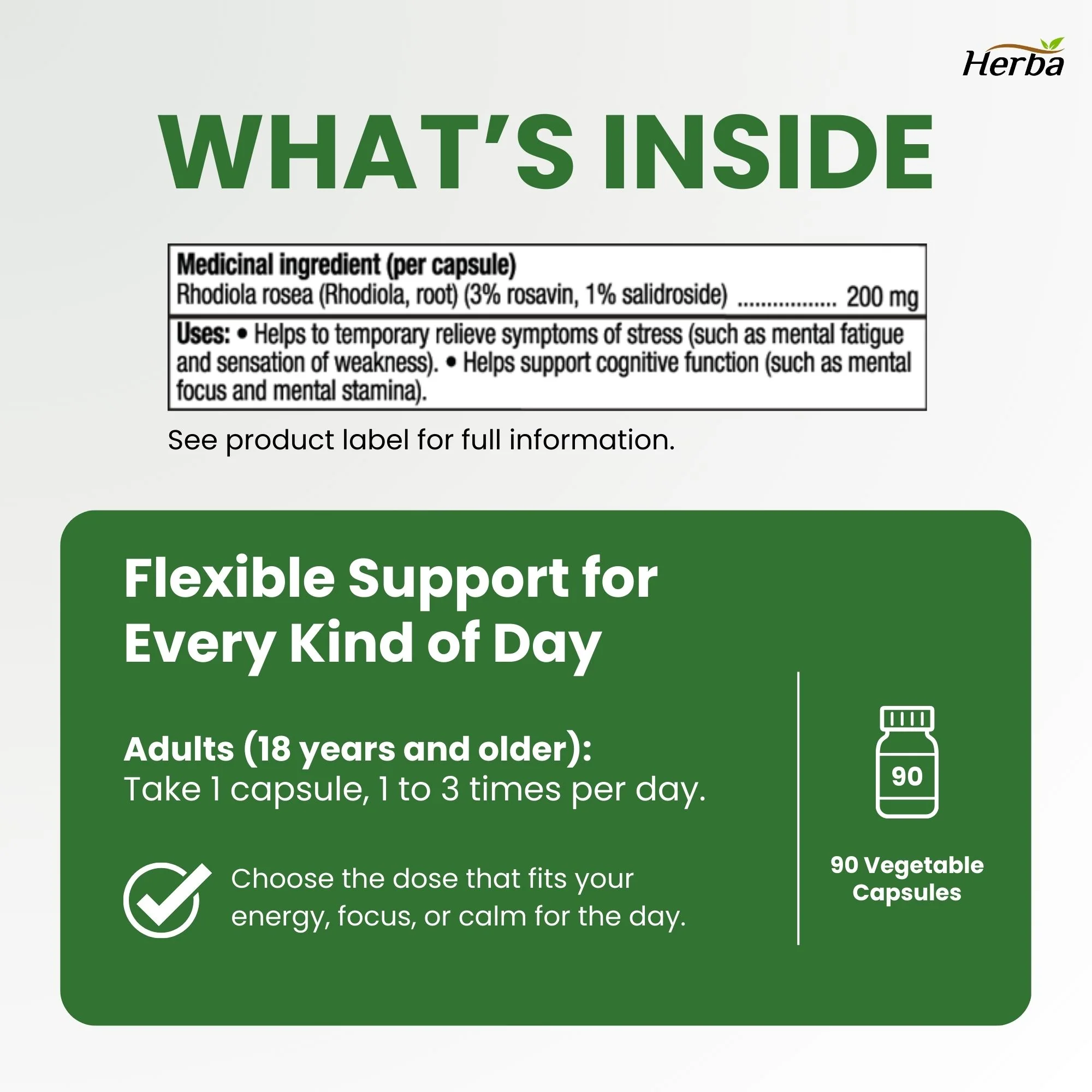 Rhodiola Rosea Supplement 200mg - 90 Vegetable Capsules | Made in Canada – 3% Rosavins and 1% Salidrosides - Image 7