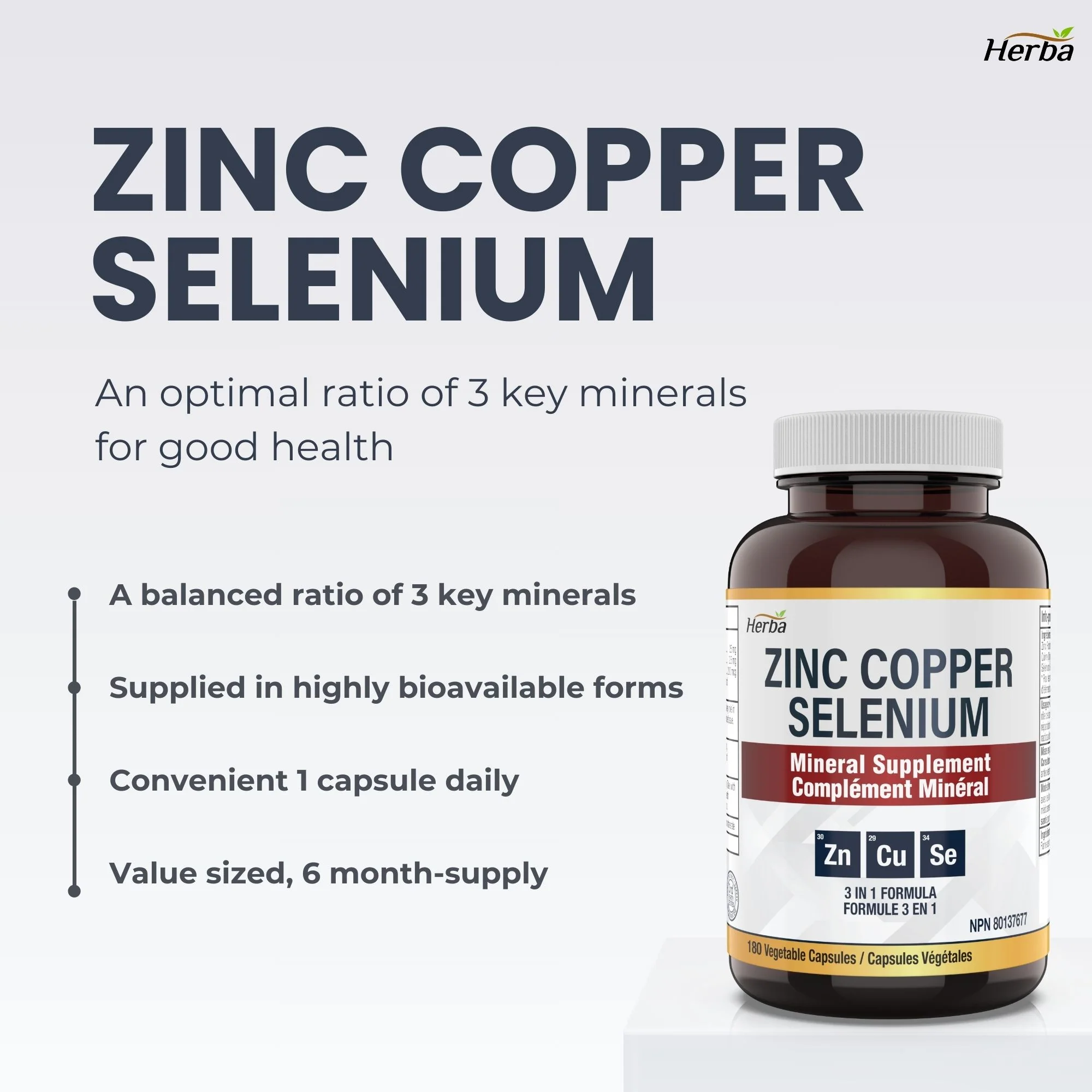 Zinc Copper Selenium Supplement - 180 Capsules | Made in Canada - Image 3